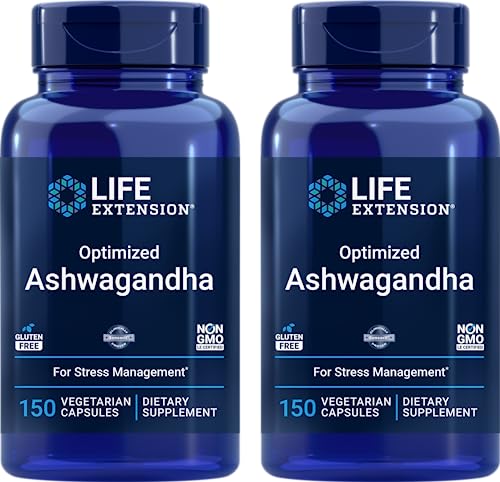 Life Extension Optimized Ashwagandha 150 Veg Caps (Pack of 2) - Non-GMO Gluten Free Vegetarian Capsules