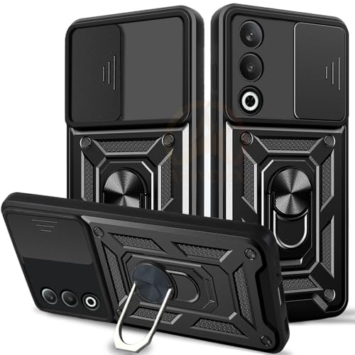Image of Armor Bumper Back Cover Case for OnePlus Nord CE 4 5G Rotating Camera Cover, Ring Holder & Kickstand | Heavy Duty & 360 Degree Protection OnePlus Nord CE 4 5G Back Cover (Black)