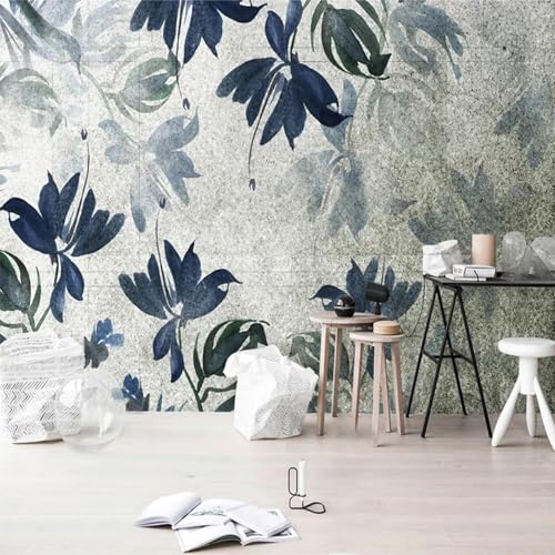 HBYUEHAN Papel tapiz Retro de hortensia, pintura al óleo, Fondo de pared, papel tapiz con foto 3D, póster artístico de pared moderno para sala de estar y dormitorio
