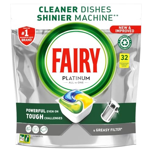 Fairy Platinum All In One Lemon Dishwasher Tablets, 32 pack