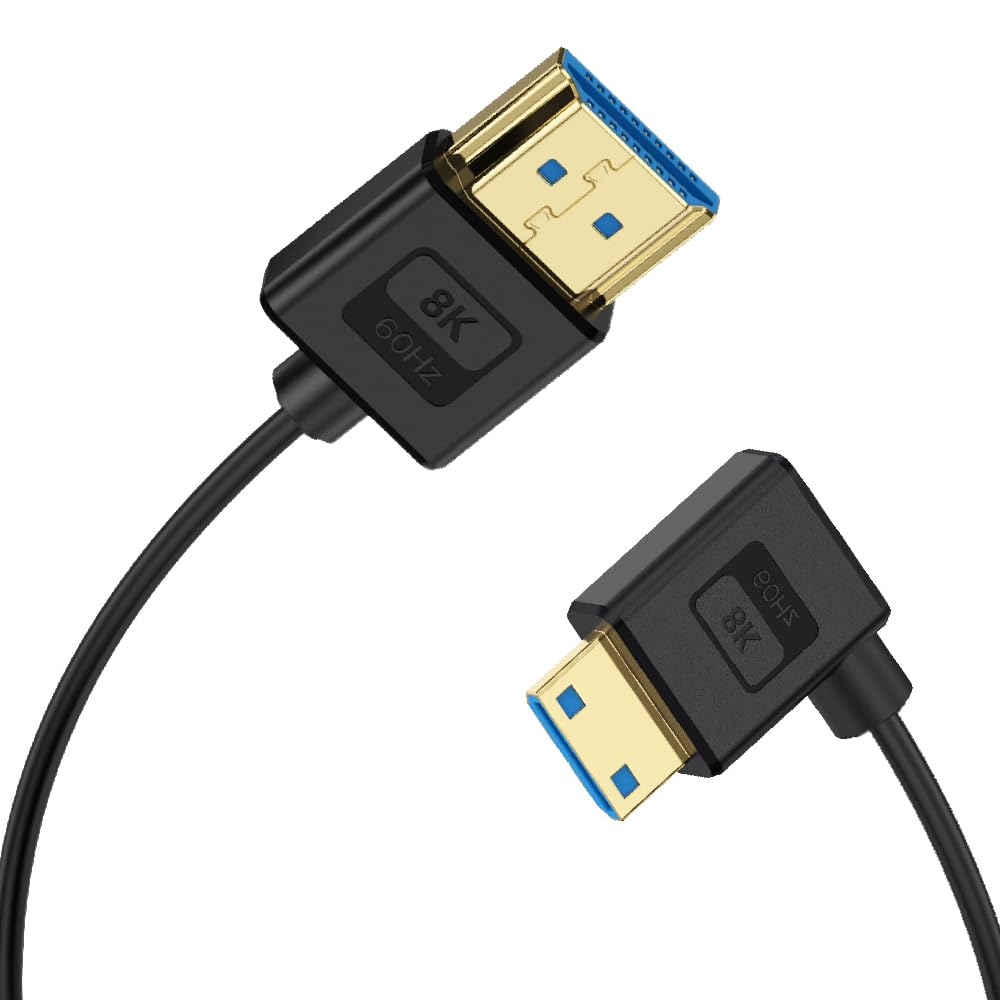 Câble mini HDMI vers HDMI coudé pour moniteur vidéo silicone - 7