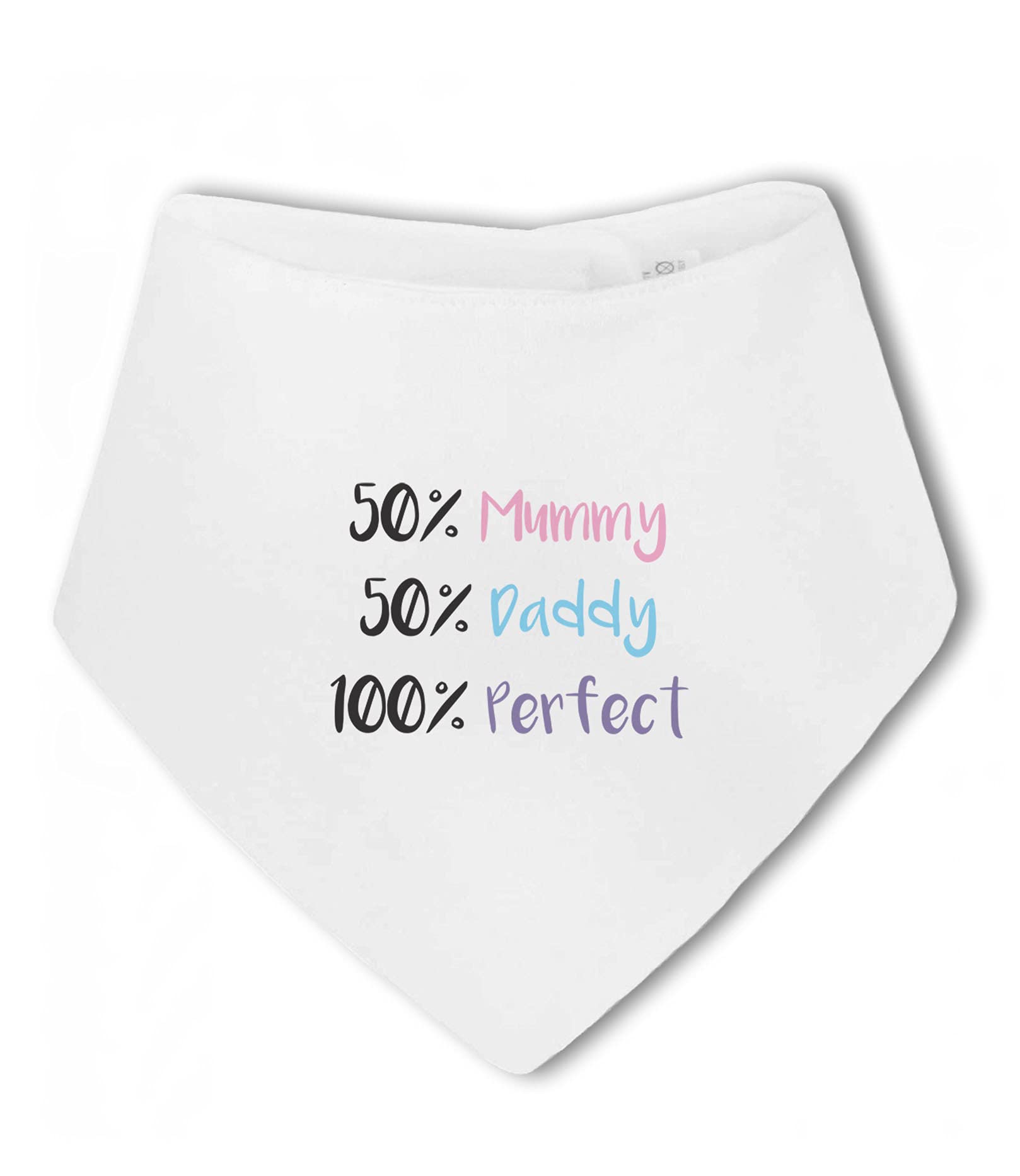 Make It Love It Sell It - 50 Mummy 50 Daddy 100% Perfect - Baby Bandana Bib, For Boy or Girl, One Size