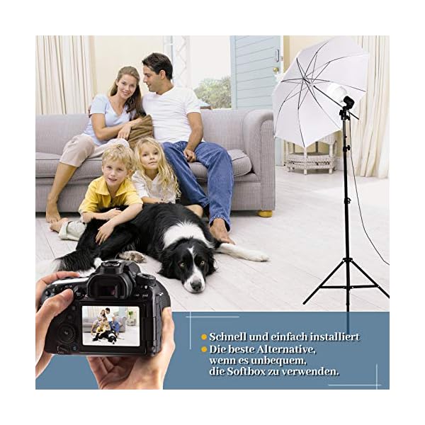 OUBO Fotostudio 50x70cm Softbox Set mit E27 Lampleschirm und 84cm Fotoschirm, Dauerlicht LED-Leuchte, 2x3m… – Bild 8