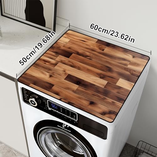 Image of Non-Slip Washer & Dryer Top Cover Mat Dust-Proof Protective Pad with Absorbent Surface & Rubber Backing, Waterproof & Heat Resistant Laundry Room Decor (Wood grain, 23.6 inch x 19.7 inch)