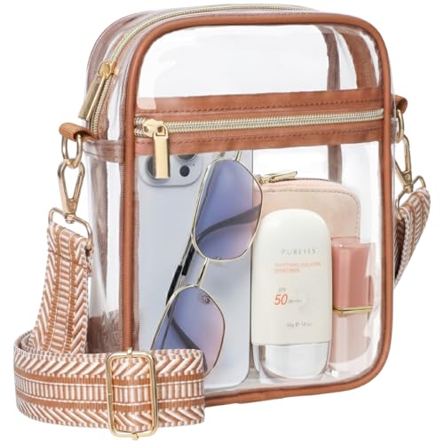 Image of PACKISM Clear Purse for Stadium Events - Clear Crossbody Bag for Women | Adjustable Wide Strap, 2 Easy-Access Pockets, Thick 0.5mm PVC, for Sport Game Day Concert Festival, Clear Bag Stadium Events