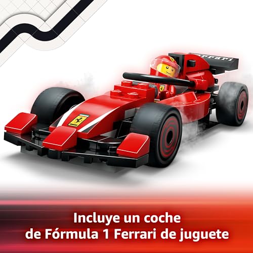 Miniatura 5 de LEGO City Parada en Boxes de F1 y Equipo de Mecánicos con Coche Ferrari de Juguete para Niños y Niñas de 6+ Años, Maqueta de Carreras de Fórmula 1 con Pit Stop y Minifigura de Piloto 60443