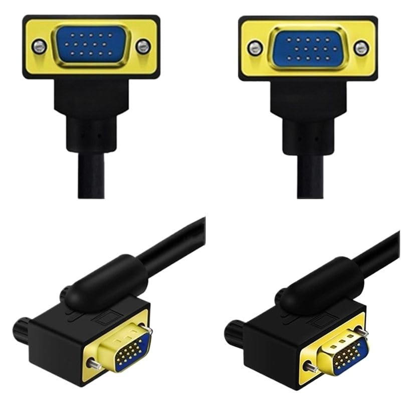 Cable VGA HD de 90°, codo de 15 pines macho a VGA de 15 pines macho a VGA macho de ordenador a TV, cable de conexión de 0,5 m/1 m/1,5 m (1,5 m, UP)