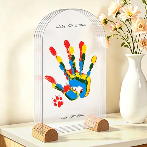 TOGOU2S Handabdruck Set Familie für 5 personen Baby Handabdruck und Fußabdruck set Baby Abdruckset Fingerfarben Kinder Ungiftig Geschenk für Neugeborenes Muttertag Basteln Kinder Vatertagsgeschenk