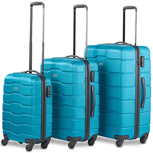VonHaus Suitcase Set, Teal 3pc Lightweight Wheeled Luggage, ABS Plastic Carry On or Check in Travel...