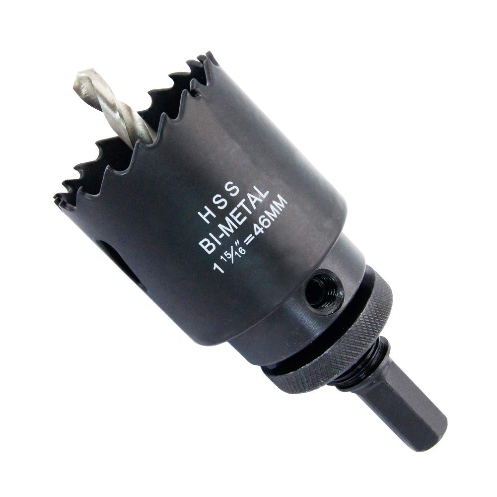 1.8 inch Hole Saw, LAIWEI 46mm Hole Cutter with A2 Heavy Duty Mandrel, 4341 Drill Bit,Cutting depth 38mm,For drilling holes in wood, aluminium profiles, PVC and metal pipes ๏ผ1-13/16") โ image 1