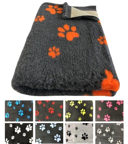 elropet Hundematte vetbed für kleine Hunde & große Hunde/Premium 22mm hohe Qualitätsstufe/Hundedecke S/M/L (Dunkelgrau + Pinke Pfote, S 80cm X 50cm)