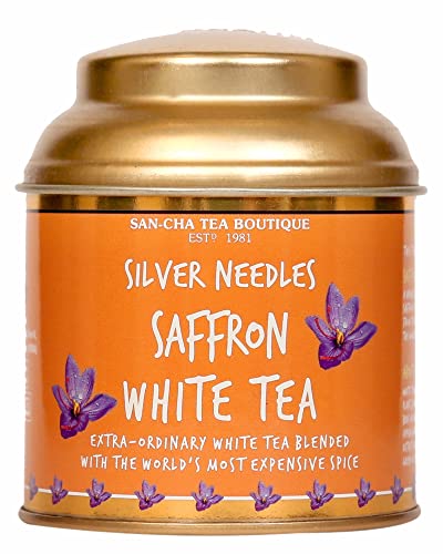 Image of Sancha Saffron White Tea | Rare Kashmiri Kesar & Premium White Tea Buds | Micro-Batch Pure Ingredients | 25g Loose Leaf