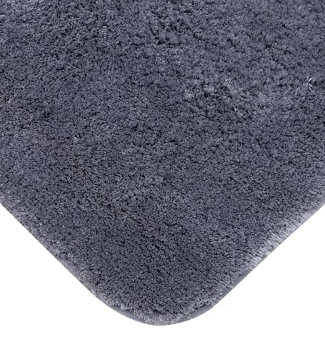 Image of Pano Microfiber Anti-Slip Bathmat Set with Contour Mat Grey | Pack of 2 (50x75 cm & 50x50 cm) | Soft, Super Absorbent & Non-Slip Mats for Shower, Bathroom, Kitchen & Home