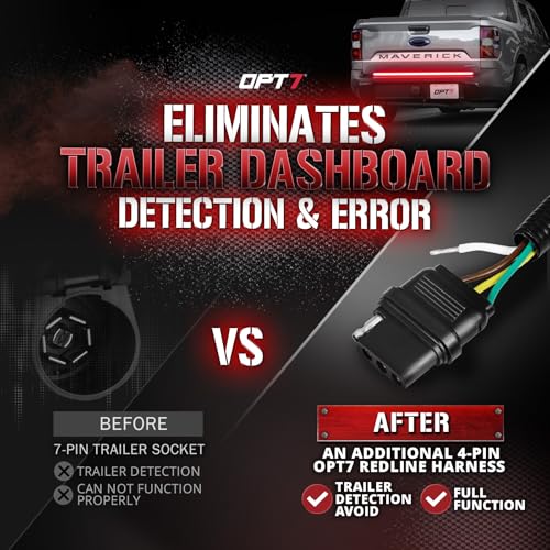 OPT7 Plug'n'Play Harness for 2022-2024 Maverick 2.0L EcoBoost Without BLIS (Not for 2.5L Hybrid Engine) & OPT7 48" Redline Triple Row LED Tailgate Light Bar w/Sequential Amber Turn