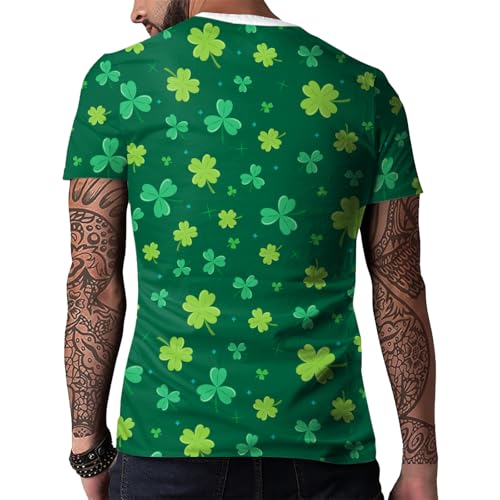 Image of Eciodci Men's St Patricks Day T-Shirts Novelty 3D Printed Shamrock Tuxedo Tees Shirt Clover Leaves Casual Short Sleeve Shirts