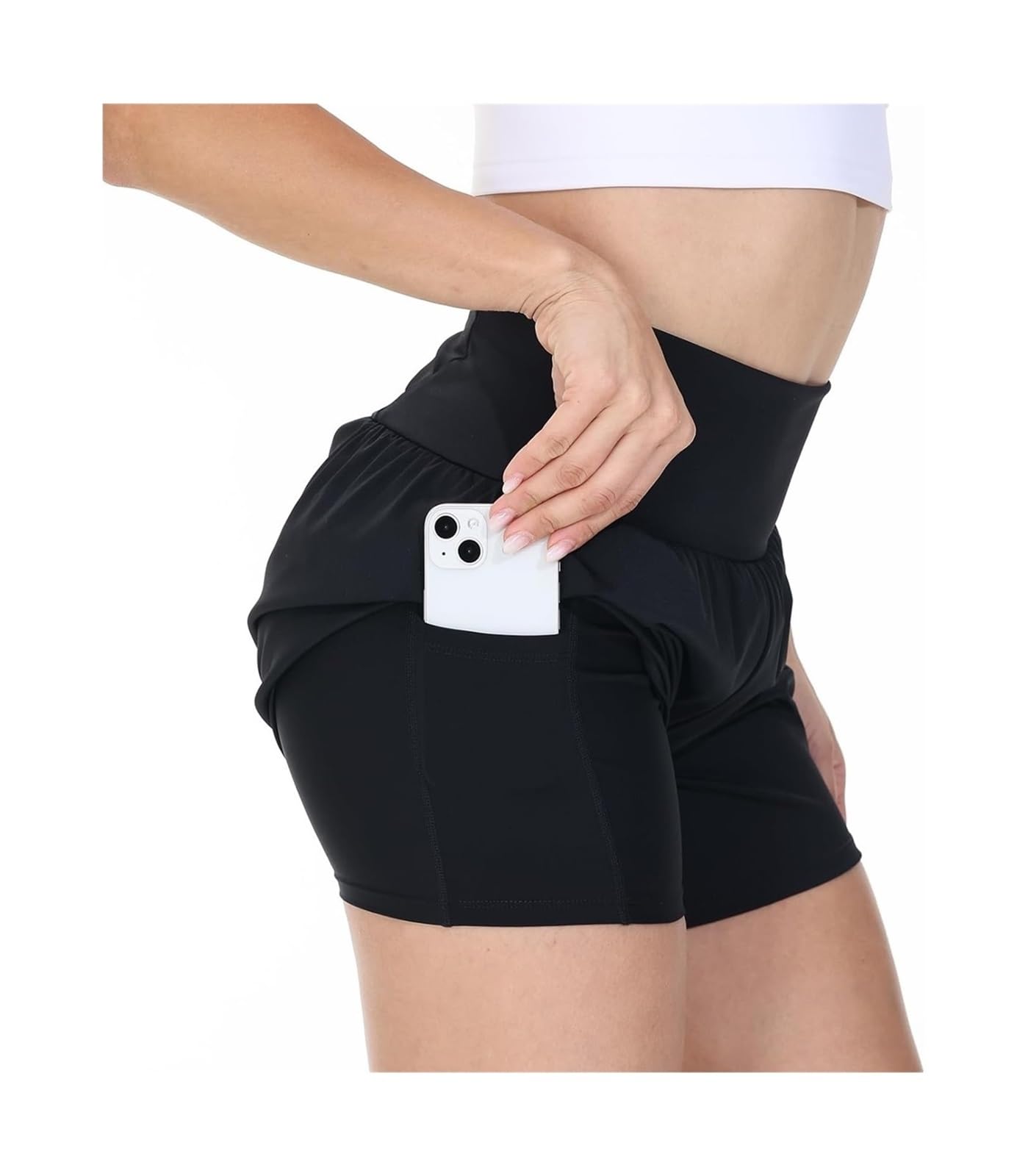 2-in-1-Sport-Laufshorts for Damen Mit Innentasche, Hoch Taillierte Fitness-Workout-Tennisshorts for Frauen, Sweat-Shorts, Lässige Sommershorts