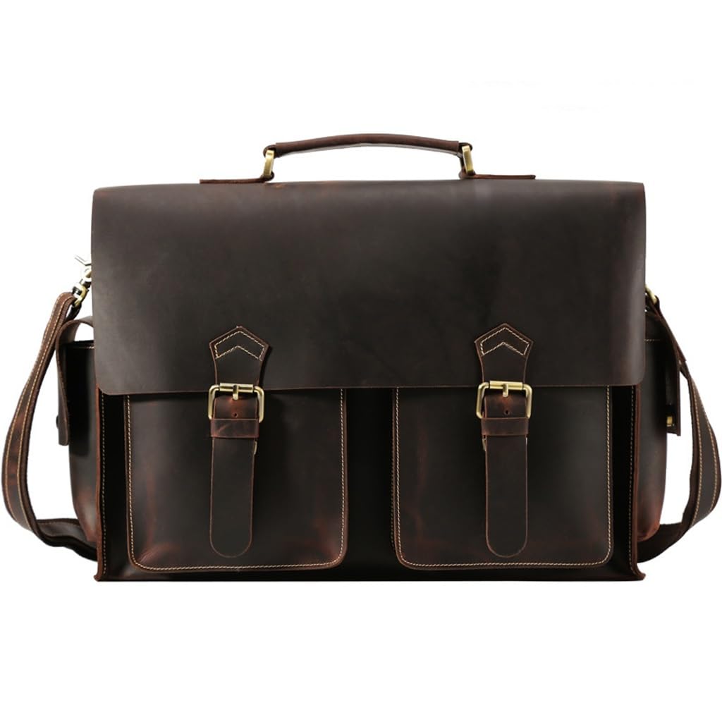 ERTXGBA Leather Slim Briefcase for Men 15 6 Laptop Crossbody Messenger Bag Business Work Lawyer Attache Case