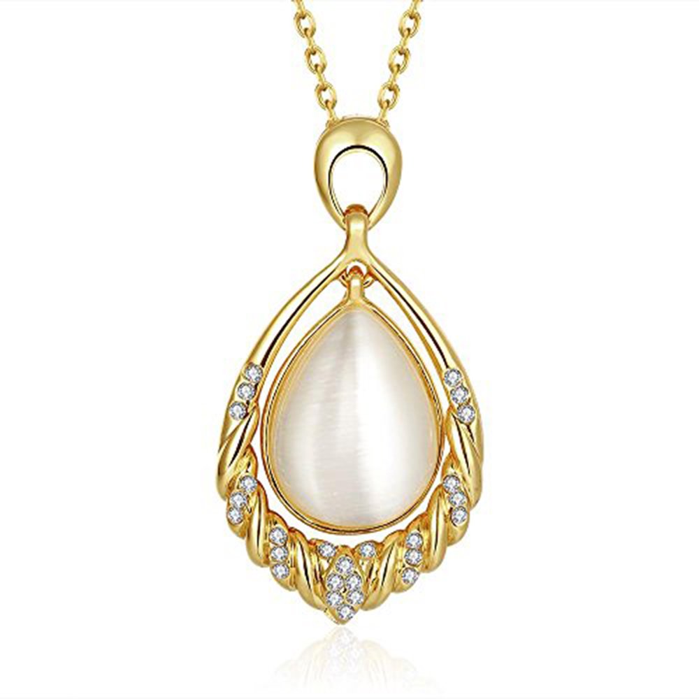 N911-A Trendy Water Drop Shape Opal Stone Necklace