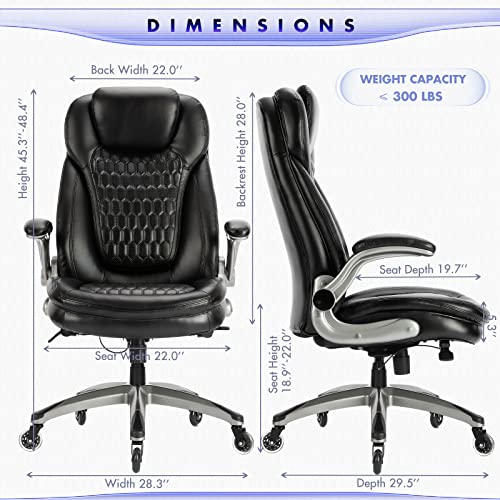 Ergonomic Executive Office Chair with High Back and Leather Upholstery - Upgraded Features for Home Office Use