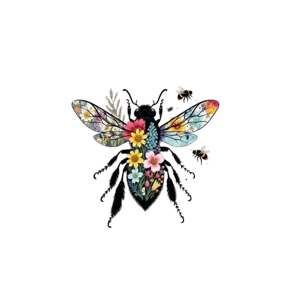 Floral Bee Vinyl Stickers 2Pcs Self Adhesive Decals for Car Truck Laptop Bottle Decor