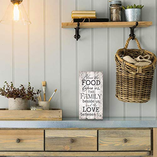 P. Graham Dunn Bless The Food Family and Love 12 x 6 Small Fence Post Wood Look Decorative Sign Plaque