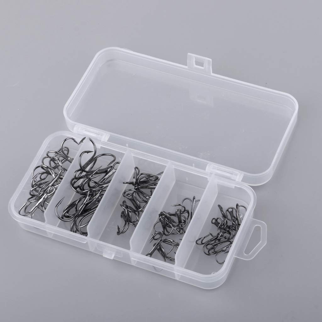 1 ensemble de hameçons triples durables Barb Leurre Appât Sea Fish Hook Kit Noir M