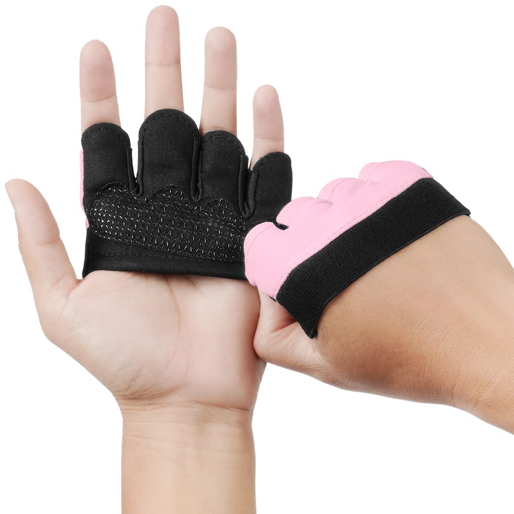 DiULi Fitness Gloves for Men & Women - Unique Four Finger Design, Lightweight Breathable Durable Material, All Around Palm Protection, Portable Easy Clean, for Sports Training Workout Cycling,Pink