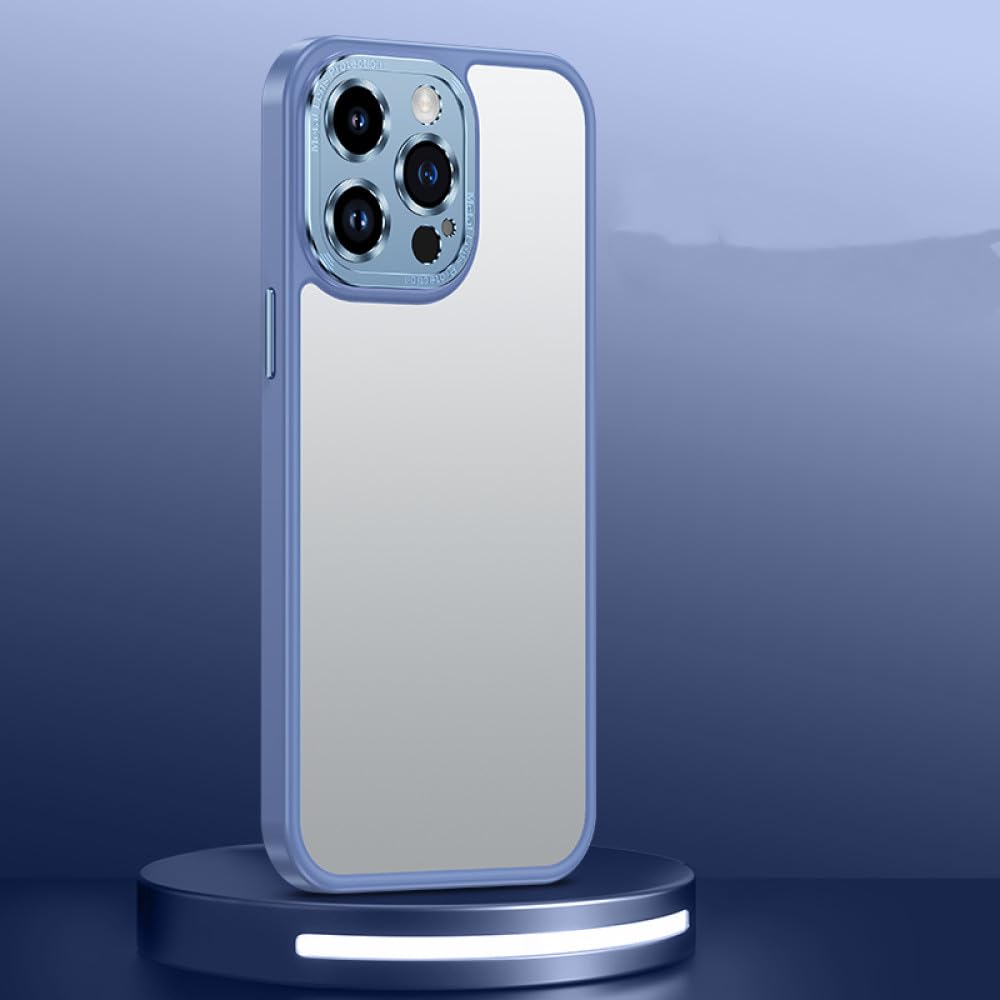 Étui rigide de luxe armure mate pour iPhone 14 Pro Max avec protection objectif photo bleu - 7