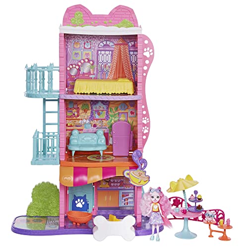Enchantimals HJH65 - City Tails Stadt-Haus & Café Spielset mit...