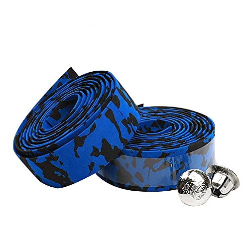 Bici Bicicleta Cinta, 2 Piezas Cinta Adhesiva para Manillar, Cinta de Manillar de Bicicleta para Ciclismo, Goma de Camuflaje Antideslizante Cinta para Bicicleta Raqueta Caña Pescar (Azul Negro) Cover