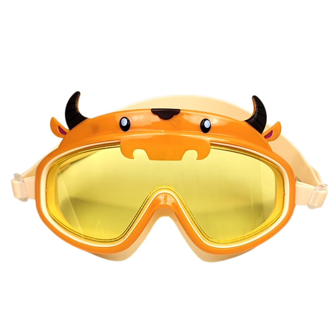 haetair Kids Swim Goggles - Cute Cartoon Design Waterproof Anti Fog Clear Vision Adjustable Swimming Goggles for Boys Girls Age 3 to 6 (cow) — image 1