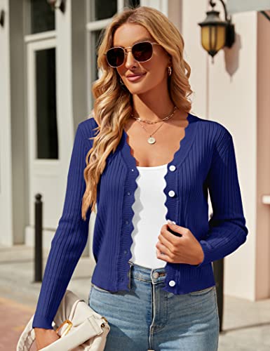 Image of Womens Cropped Cardigan Knit Shrugs for Dresses Tops V Neck Button Down Cardigans Sweaters