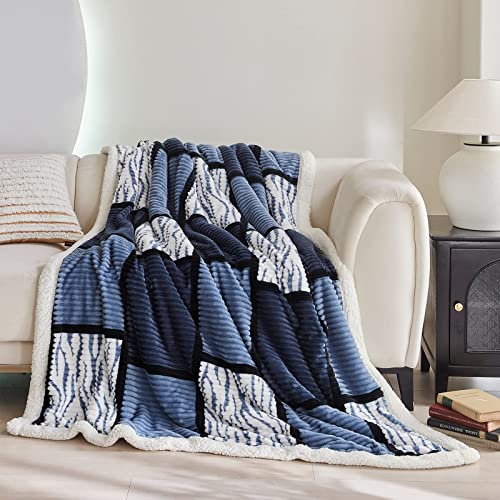 Gracelife Sherpa Throw Blanket 60”X80”, Plaid Warm Cozy Throw Blankets For Sofa, Couch, Bed, Reversible Throws Fluffy Plush Flannel Fleece Blankets And Throws For Adults Women Men, Black-White #TOP10