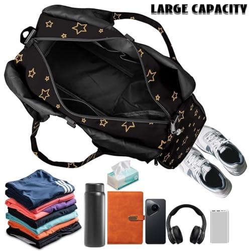 GLENLCWE Galaxy Gym Bag with Shoe Compartments Tactical Bags Printed Sports Duffle Bag with Yoga Mat Holder, Black Sports Bags for Exercises Hiking Weekender4