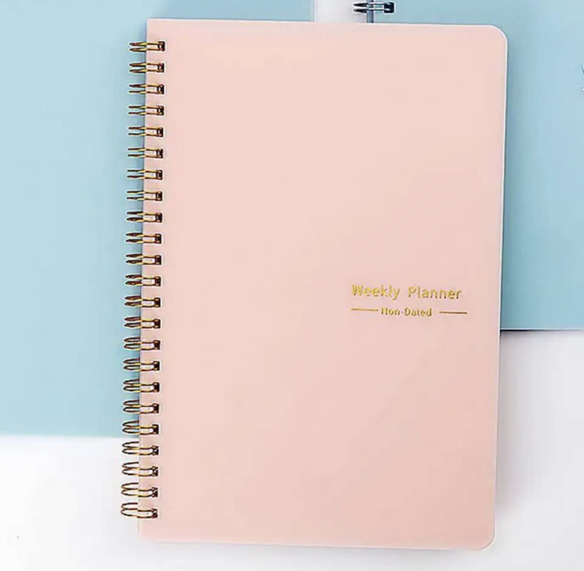 Blue Coral Agenda Planner Notebook Spiral Diary Weekly Planner Goal Habit Schedules Journal Notebooks For School Stationery Office (Pink)
