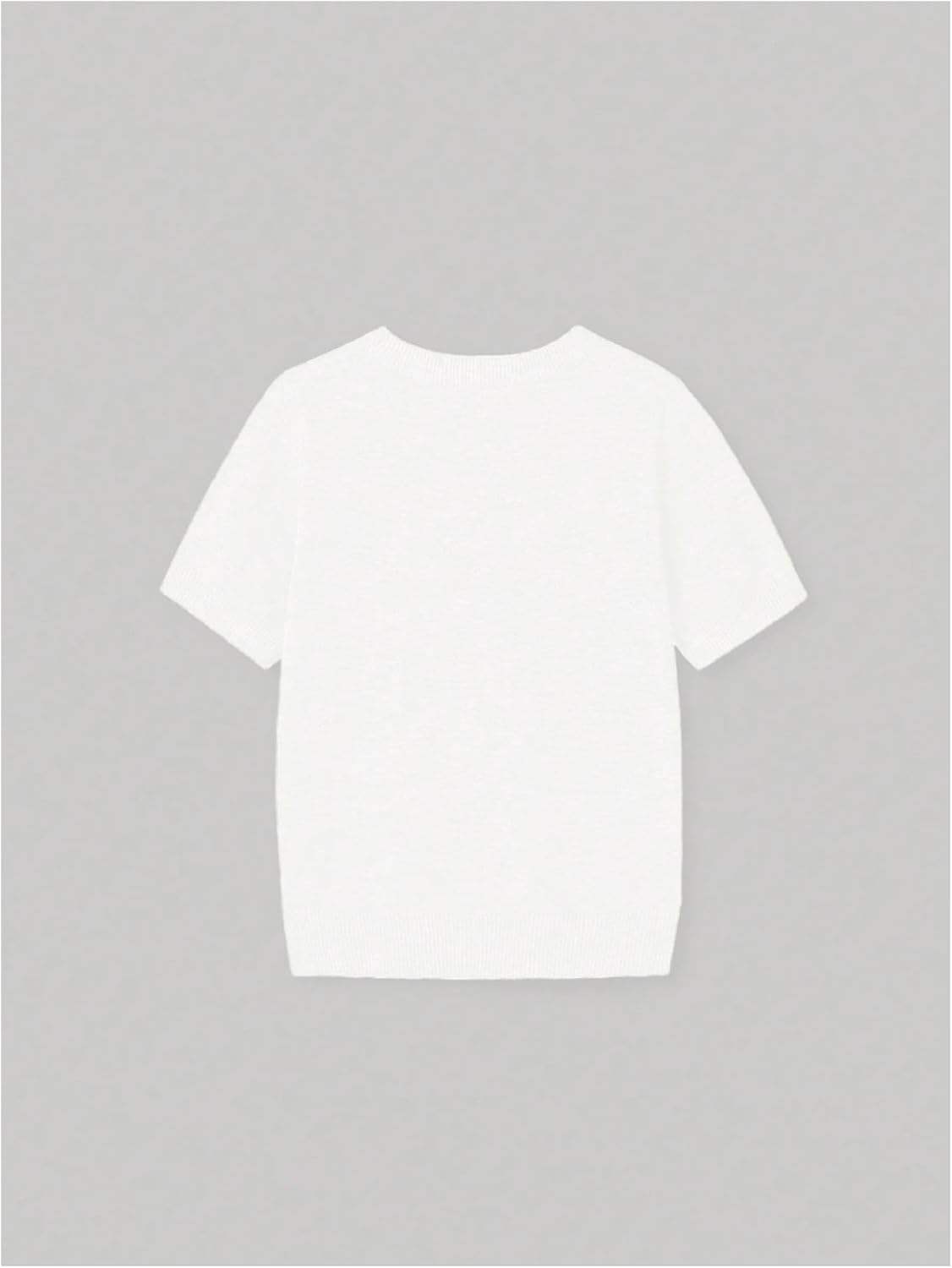 GORGLITTER Women's Short Sleeve Sweater Dressy Fall Sweaters 2025 Casual Crew Neck Knit Pullover Tops White Large - Image 4