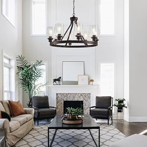 8-Light Farmhose Chandelier for Dining Room Light Fixture Oil Rubbed Bronze Kitchen Pendant Light Round Rustic Ceiling Hanging Lighting with Glass Globes Adjustable Height Metal E26 8 Light Farmhose Chandelier for Dining Room Light Fixture Oil Rubbed Bronze Kitchen Pendant Light Round Rustic Ceiling Hanging Lighting with Glass Globes Adjustable Height Metal E26