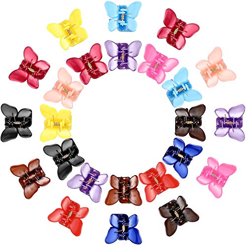 24 Pieces Mini Butterfly Hair Clips Butterfly Hair Claw Clips Colorful No-slip Claw Jaw Hair Clip Clamp for Girls Ladies Women Hair Accessories (Classic Pattern)