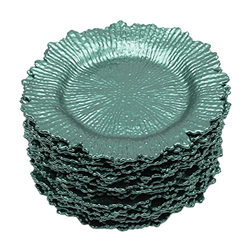 Set de 24 platos cargadores redondos 12.6 pulgadas verdes miniatura 1