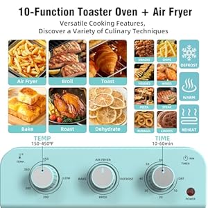 Air Fryer Toaster Oven Combo, Retro Convection Oven Countertop,12L Small Toaster Oven, 4-slices or 6" Pizza,Bake,Toast,Broil, Air Fry, 1500W Rapid Heating Mini Toaster Oven, Non-Stick, Blue Air Fryer Toaster Oven Combo Retro Convection Oven Countertop12L Small Toaster Oven 4 slices or 6 PizzaBakeToastBroil Air Fry 1500W Rapid Heating Mini Toaster Oven Non Stick Blue
