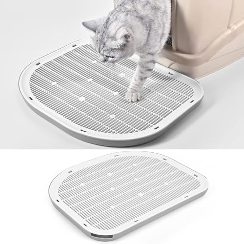 猫トイレステップ ネコトイレ専用ステップ 足腰の負担も軽減、猫のトイレ環境改善 短い足でアクセスしやすい、砂の飛び散りを軽減、 (ライトグレー, 50長さ x 39.5幅 x 3.5高さ cm, 1)