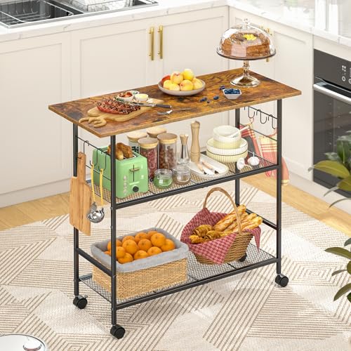 Kitchen Island with 3 Shelves