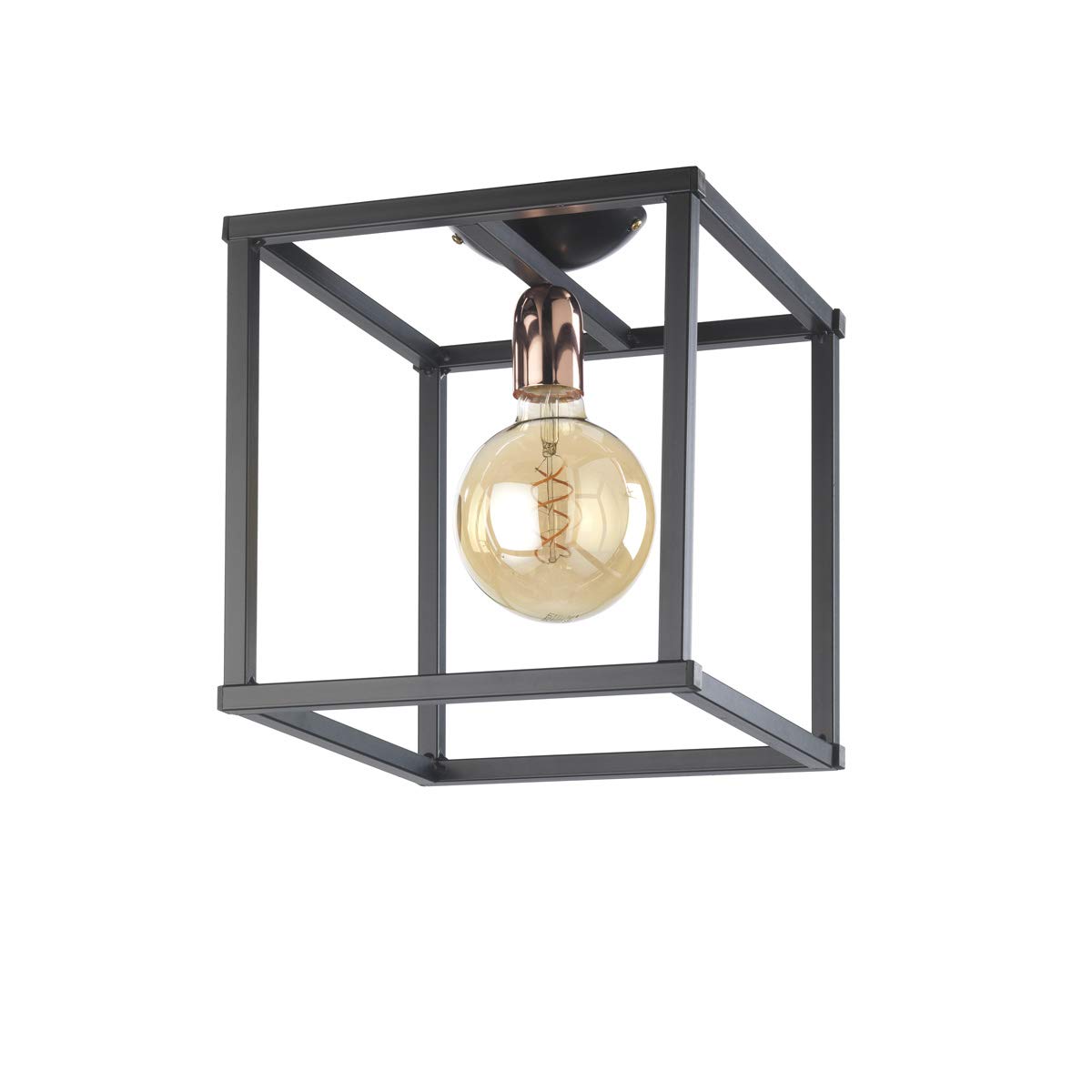 ONLI Urban Floki Style Ceiling Light in Black Metal and Copper Lamp Holder