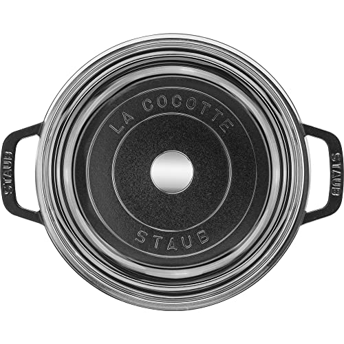 Image of Staub Cast Iron 4-qt Round Cocotte with Glass Lid - Black