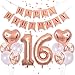 Sweet 16th Decorations Pink Happy Birthday Banner 40inch Rose Gold Number 16 Balloons Rose Gold Confetti Balloons 1