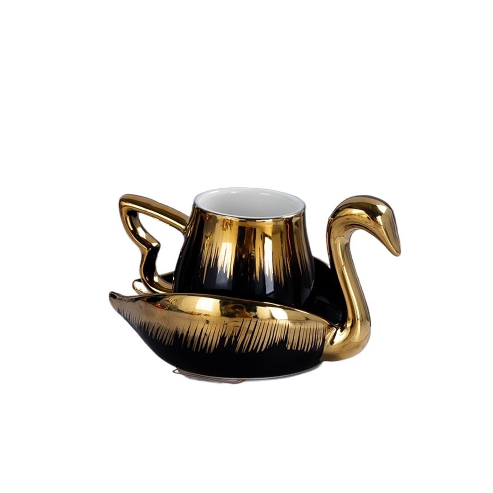 Tazze Caffe Tazza in Ceramica di Lusso con piattino a Forma di Tazza da caffè e piattino for tè pomeridiano, Set di stoviglie Creative for la casa(Black)