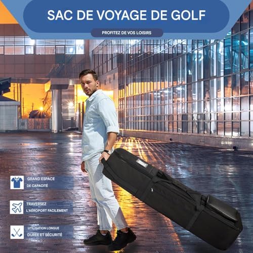 Sac de golf pliable imperméable avec roues pour le transport