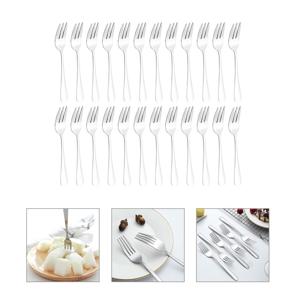 Kichvoe 24 Tenedores De Acero Inoxidable Para Ensalada Tenedores Para Cena Frutas Pasteles Aperitivos Cubiertos Cubiertos Tenedores Para El Hogar Cocina Restaurante