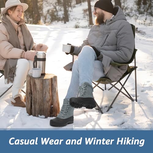 Image of Kelway Men's Winter Boots, Insulated Waterproof Leather & Suede Snow Boots with Anti-Slip Rubber Sole, Cold Weather Outdoor Hiking Shoes