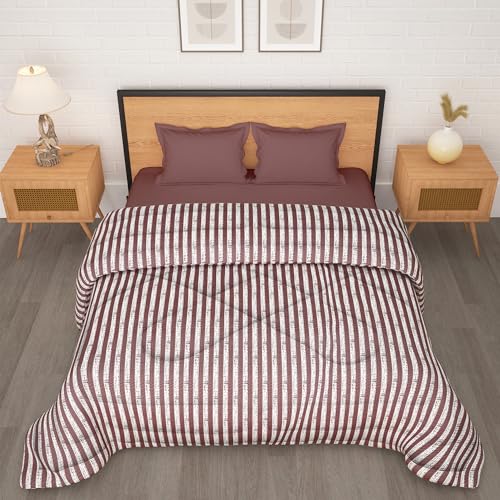Image of Double Bed Comforter 180 GSM (220x250 CM) | Reversible Comforter Set Double Bed | AC Comforter Double Bed Cotton | All Season Comforter Double Bed Set | Quilt Blanket - Maroon